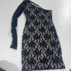 Hbf petite Black lace floral design Mini dress